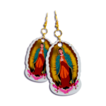 06_BADGE VIRGENCITA 2025 Pair of SAO Virgin of Guadalupe earrings with gold-tone hooks
